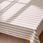 Striped Linen Tablecloth | Farmhouse Dining Table Cover | Rustic Cotton-Linen Table Linen for Rectangular Square Round Tables
