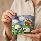 Wool Felt Animal Coin Purse, Needle Felted Sheep Hedgehog Pouch, 6.3x4.9 Inch