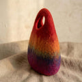 Handmade Wool Felt Rainbow Tote Bag - Colorful Striped Artisan Handbag, 29 x 20 cm