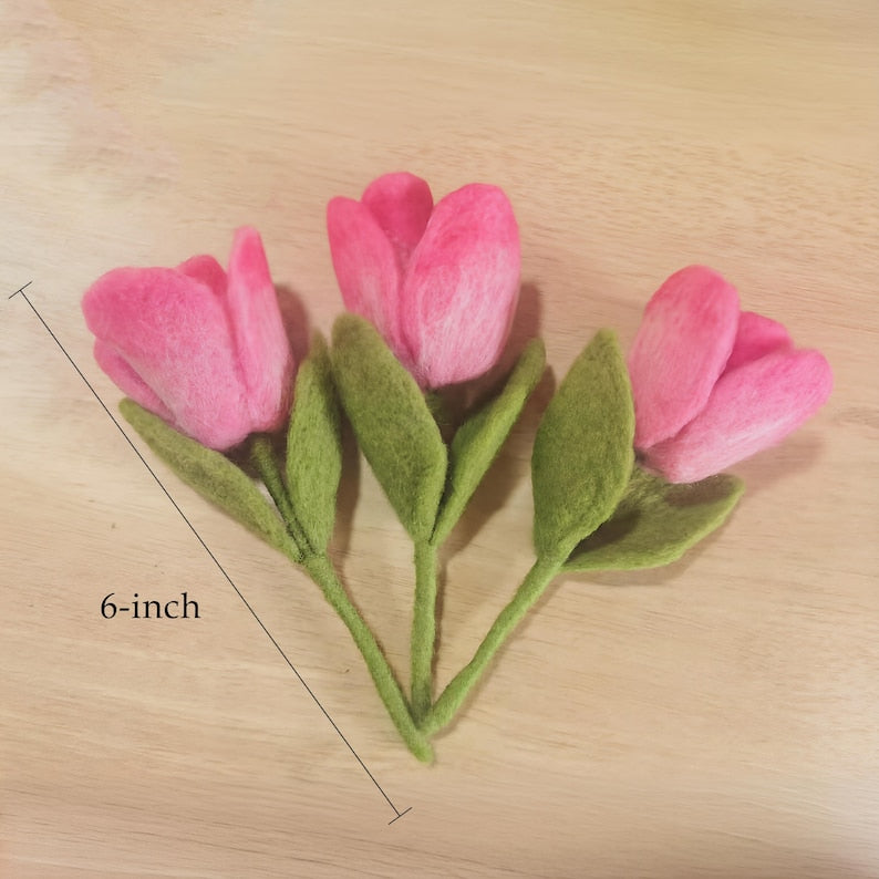 Handmade Needle Felted Wool Flower Bouquet - Forever Flowers for Vase Decor, Floral Gift