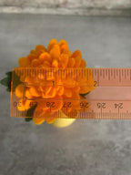 Handmade Felt Marigold Stem Artificial Fall Flower 2 Inch Bloom Gold Rust Orange
