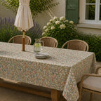 Waterproof Outdoor Tablecloth with Umbrella Hole or Zipper, Linen Look TPU Coated Patio Table Cover, Boho Botanical, Rectangle & Square