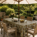 Waterproof Outdoor Tablecloth with Umbrella Hole or Zipper, Linen Look TPU Coated Patio Table Cover, Boho Botanical, Rectangle & Square