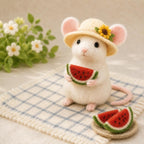 Needle Felt Mouse Figurine, Handmade Wool Mouse, Miniature Shelf Decor, 3 in, Assorted Styles