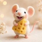 Needle Felt Mouse Figurine, Handmade Wool Mouse, Miniature Shelf Decor, 3 in, Assorted Styles
