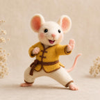 Needle Felt Mouse Figurine, Handmade Wool Mouse, Miniature Shelf Decor, 3 in, Assorted Styles