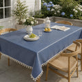 Waterproof Rectangle Table Cover, Wipeable TPU-Coated Linen-Look Tablecloth, Dusty Blue, Oversized Sizes