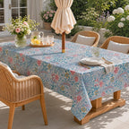 Peonies Floral Tablecloth with Umbrella Hole and Zipper, Spill Resistant Linen Texture Table Cover, Indoor Outdoor Patio Dining