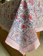 Floral Cotton Tablecloth Hand Block Print Square Rectangle Round
