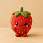 Needle Felted Wool Fruit Figurines – Kawaii Mini Decor, 3 Inches, Strawberry, Apple, Pear, Orange, Peach