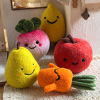 Needle Felted Fruit and Vegetable Figurines, Wool Fiber Art Sculptures, 8-10 cm Kitchen Decor