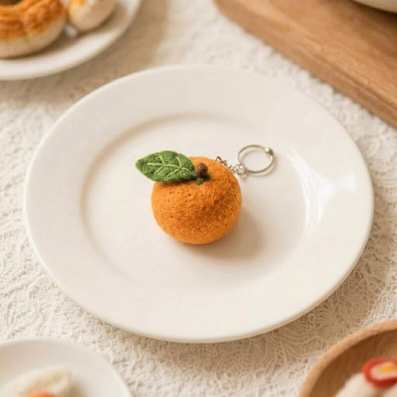Needle Felted Fruit Keychain, Handmade Wool Felt Bag Charm, Strawberry Avocado Watermelon Kawaii Food Keyring