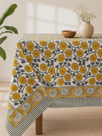 Floral Cotton Tablecloth Hand Block Print Square Rectangle Round