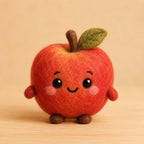 Needle Felted Wool Fruit Figurines – Kawaii Mini Decor, 3 Inches, Strawberry, Apple, Pear, Orange, Peach