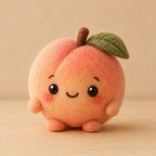 Needle Felted Wool Fruit Figurines – Kawaii Mini Decor, 3 Inches, Strawberry, Apple, Pear, Orange, Peach