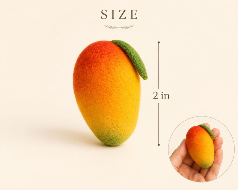 Needle Felted Fruit Keychains - Wool Apple, Strawberry, Mango & Orange Slice Bag Charms with Gold-Tone Lobster Clasp, 2 in