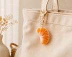 Needle Felted Fruit Keychains - Wool Apple, Strawberry, Mango & Orange Slice Bag Charms with Gold-Tone Lobster Clasp, 2 in
