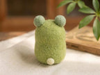 Needle Felted Bear in Frog Costume, Handmade Wool Felt Animal Figurine, Green Frog Onesie with Shamrock