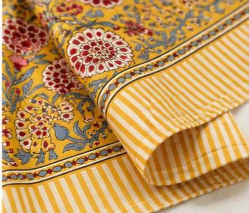 Cotton Block Print Tablecloth Floral Square Rectangle Round Dining Table Cover Handmade Boho