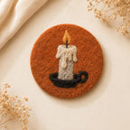 Halloween Wool Felt Coaster Set - Witch Cauldron Raven Moon Potion Candle Tree - Gothic Drink Mats - Fall Table Decor