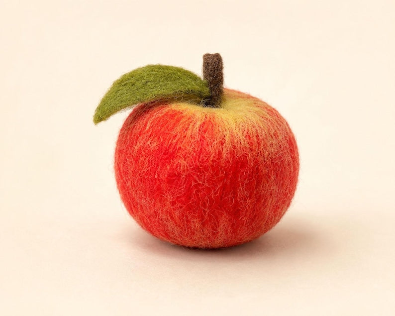 Needle Felted Fruit Keychains - Wool Apple, Strawberry, Mango & Orange Slice Bag Charms with Gold-Tone Lobster Clasp, 2 in