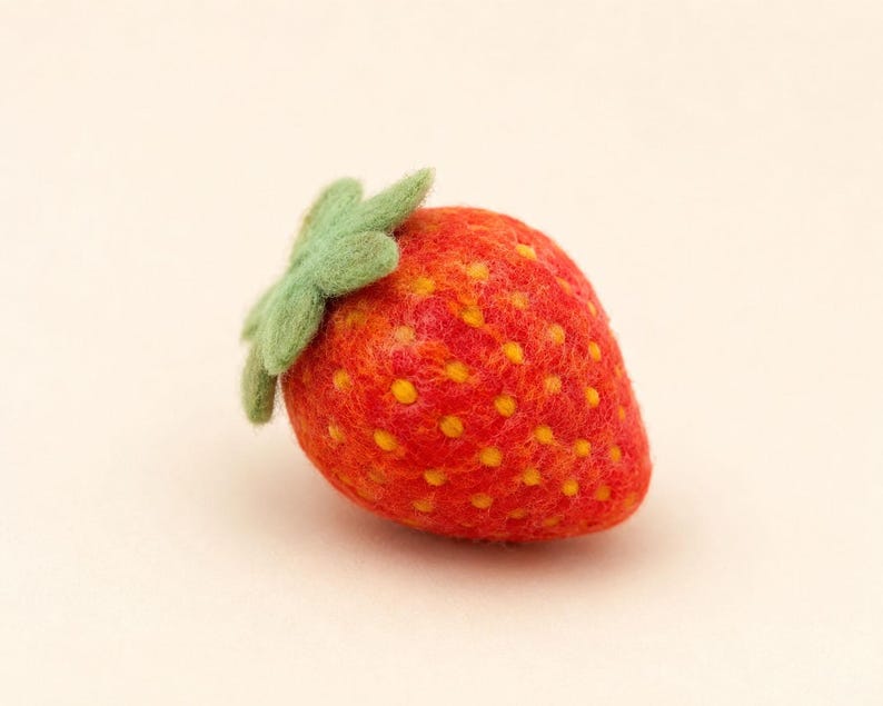 Needle Felted Fruit Keychains - Wool Apple, Strawberry, Mango & Orange Slice Bag Charms with Gold-Tone Lobster Clasp, 2 in