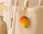 Needle Felted Fruit Keychains - Wool Apple, Strawberry, Mango & Orange Slice Bag Charms with Gold-Tone Lobster Clasp, 2 in