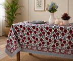 Cotton Block Print Tablecloth Floral Square Rectangle Round Dining Table Cover Handmade Boho