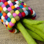 Wool Felt Flower & Felt Ball Vase Set, Handmade Tabletop Decor, 23cm Flower, 10cm Vase
