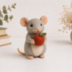 Needle Felted Wool Woodland Animal Figurines, Set of 6 Autumn Harvest Fall Decor, 3-4 Inch