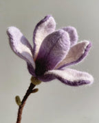 Needle Felted Purple Magnolia Flower Branch, Handmade Wool Spring Blossom, 6 Inch