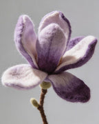 Needle Felted Purple Magnolia Flower Branch, Handmade Wool Spring Blossom, 6 Inch