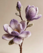 Needle Felted Purple Magnolia Flower Branch, Handmade Wool Spring Blossom, 6 Inch