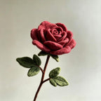 Needle Felted Wool Flower Branch with Optional Felt Vase, Handmade Floral Table Decor, 4 in Stem, 2 in Vase