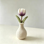 Needle Felted Wool Flower Branch with Optional Felt Vase, Handmade Floral Table Decor, 4 in Stem, 2 in Vase