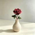 Needle Felted Wool Flower Branch with Optional Felt Vase, Handmade Floral Table Decor, 4 in Stem, 2 in Vase
