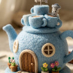 Handmade Needle Felted Mini Teapot House | 6–8cm Wool Fairy Teapot Home Decor