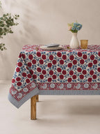 Floral Cotton Tablecloth Hand Block Print Square Rectangle Round