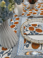 Floral Cotton Tablecloth Hand Block Print Square Rectangle Round