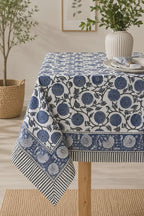 Floral Cotton Tablecloth Hand Block Print Square Rectangle Round