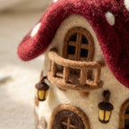 Handmade Needle Felted Mini Mushroom House | 6–8cm Wool Fairy Mushroom Home Decor
