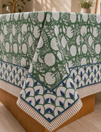 Cotton Block Print Tablecloth Floral Square Rectangle Round Dining Table Cover Handmade Boho