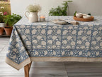 Cotton Block Print Tablecloth Floral Square Rectangle Round Dining Table Cover Handmade Boho