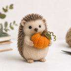 Needle Felted Wool Woodland Animal Figurines, Set of 6 Autumn Harvest Fall Decor, 3-4 Inch