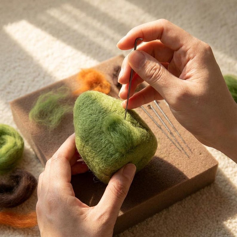 Handmade Needle Felted Woodland Fairy Cottage | 6–8cm Mini Wool Fairy House Decor