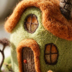 Handmade Needle Felted Woodland Fairy Cottage | 6–8cm Mini Wool Fairy House Decor