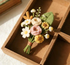 Needle Felted Wool Flower Branch 3.5 Inch Handmade Eternal Floral Stem for Home Desktop Decor