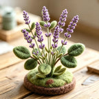Needle Felted Mini Flower Arrangement 4 Inch Wool Felt Flower Decor with Moss Base Desk Ornament Allergy-Free Handmade Gift