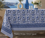 Floral Cotton Tablecloth Hand Block Print Square Rectangle Round