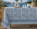 Floral Cotton Tablecloth Hand Block Print Square Rectangle Round
